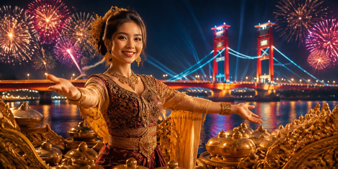Suasana festival hiburan casino yang meriah dan penuh warna